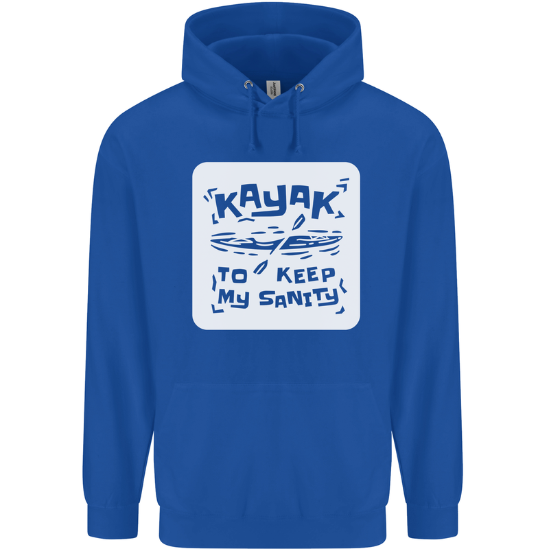 Kayak to Keep My Sanity Kayaking Funny Mens 80% Cotton Hoodie Royal Blue