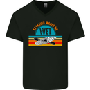 Kayaking Makes Me Wet Funny Kayak Canoe Mens V-Neck Cotton T-Shirt Black