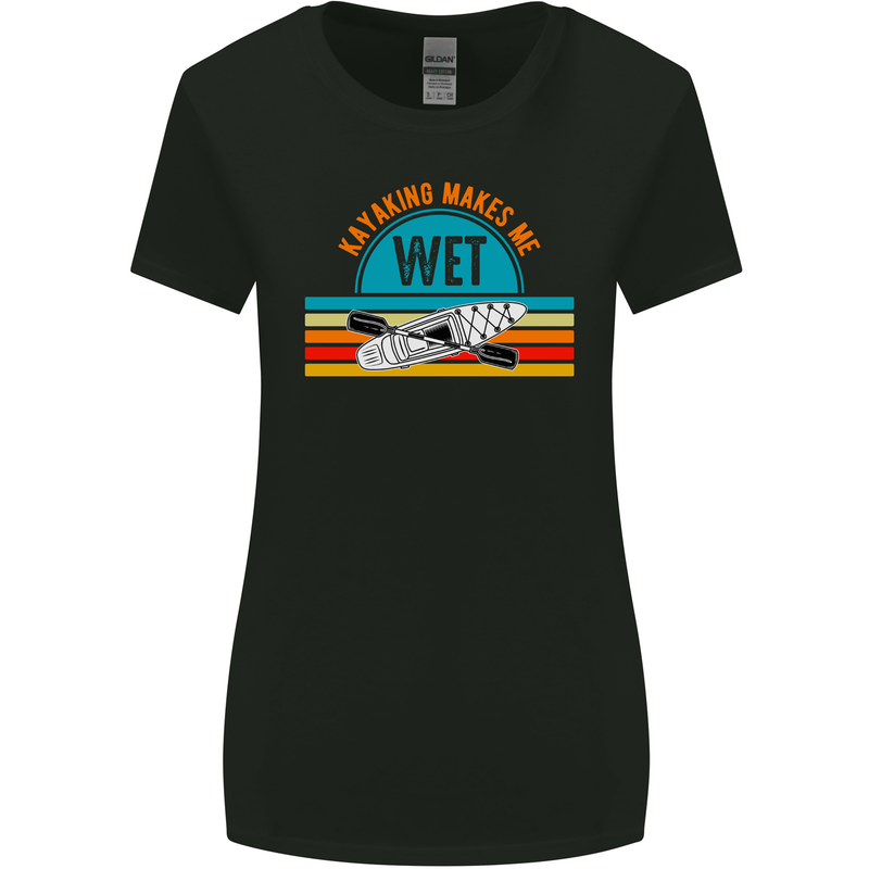 Kayaking Makes Me Wet Funny Kayak Canoe Womens Wider Cut T-Shirt Black