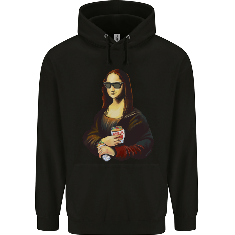 Kebab Mona Lisa Funny Food Childrens Kids Hoodie Black
