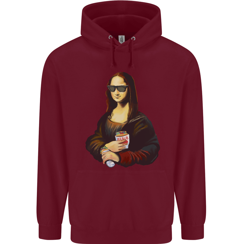 Kebab Mona Lisa Funny Food Childrens Kids Hoodie Maroon