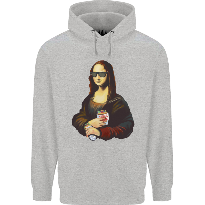 Kebab Mona Lisa Funny Food Childrens Kids Hoodie Sports Grey