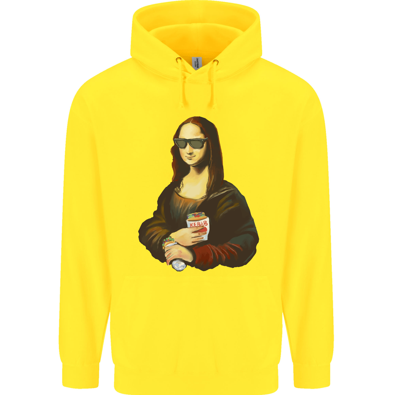 Kebab Mona Lisa Funny Food Childrens Kids Hoodie Yellow