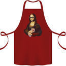 Kebab Mona Lisa Funny Food Cotton Apron 100% Organic Maroon