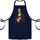 Kebab Mona Lisa Funny Food Cotton Apron 100% Organic Navy Blue