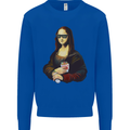 Kebab Mona Lisa Funny Food Kids Sweatshirt Jumper Royal Blue