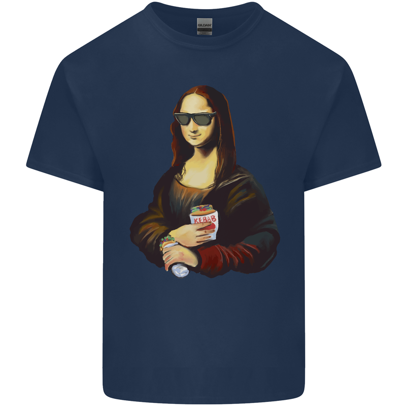 Kebab Mona Lisa Funny Food Kids T-Shirt Childrens Navy Blue