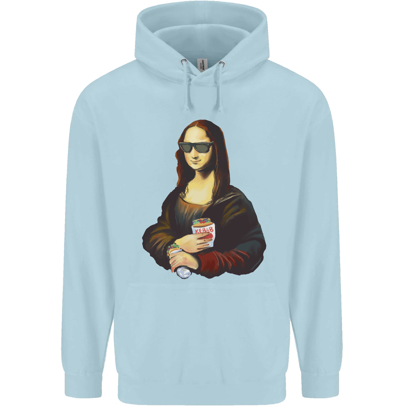 Kebab Mona Lisa Funny Food Mens 80% Cotton Hoodie Light Blue