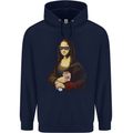 Kebab Mona Lisa Funny Food Mens 80% Cotton Hoodie Navy Blue