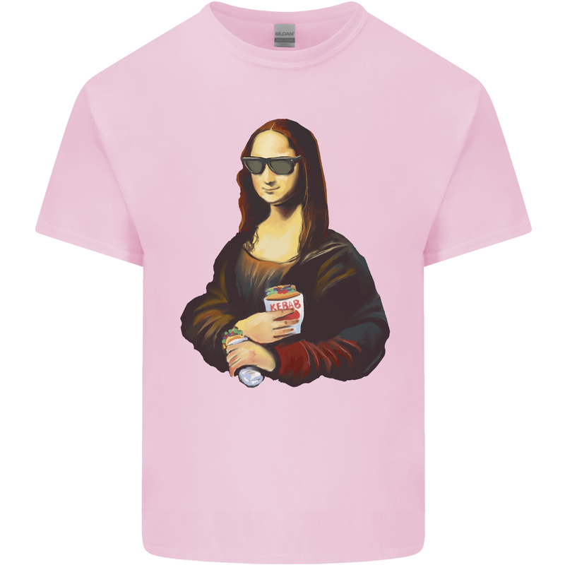 Kebab Mona Lisa Funny Food Mens Cotton T-Shirt Tee Top Light Pink