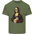 Kebab Mona Lisa Funny Food Mens Cotton T-Shirt Tee Top Military Green