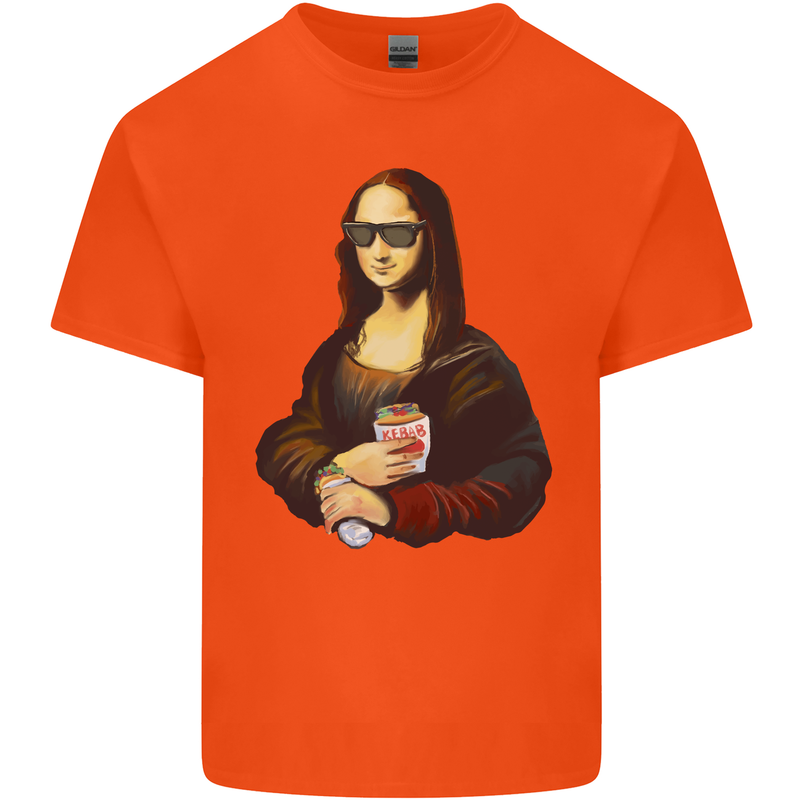 Kebab Mona Lisa Funny Food Mens Cotton T-Shirt Tee Top Orange