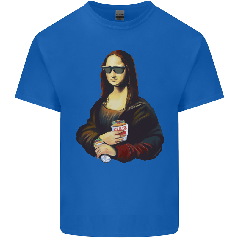 Kebab Mona Lisa Funny Food Mens Cotton T-Shirt Tee Top Royal Blue