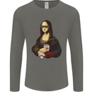 Kebab Mona Lisa Funny Food Mens Long Sleeve T-Shirt Charcoal