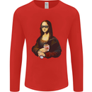 Kebab Mona Lisa Funny Food Mens Long Sleeve T-Shirt Red