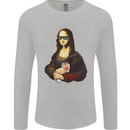 Kebab Mona Lisa Funny Food Mens Long Sleeve T-Shirt Sports Grey