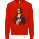 Kebab Mona Lisa Funny Food Mens Sweatshirt Jumper Bright Red