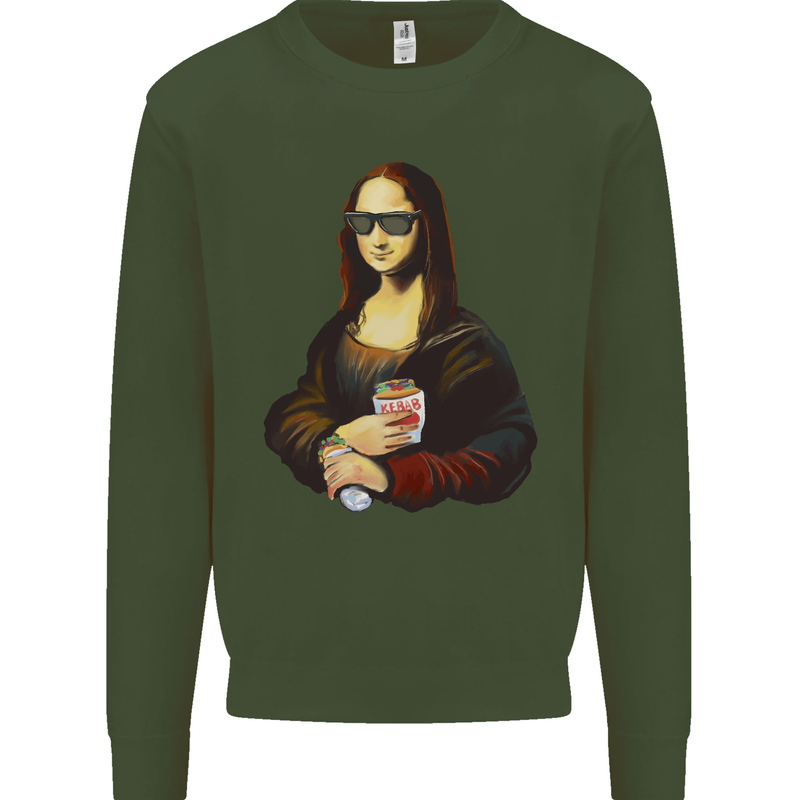 Kebab Mona Lisa Funny Food Mens Sweatshirt Jumper Forest Green