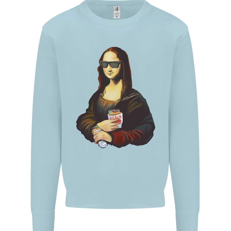 Kebab Mona Lisa Funny Food Mens Sweatshirt Jumper Light Blue