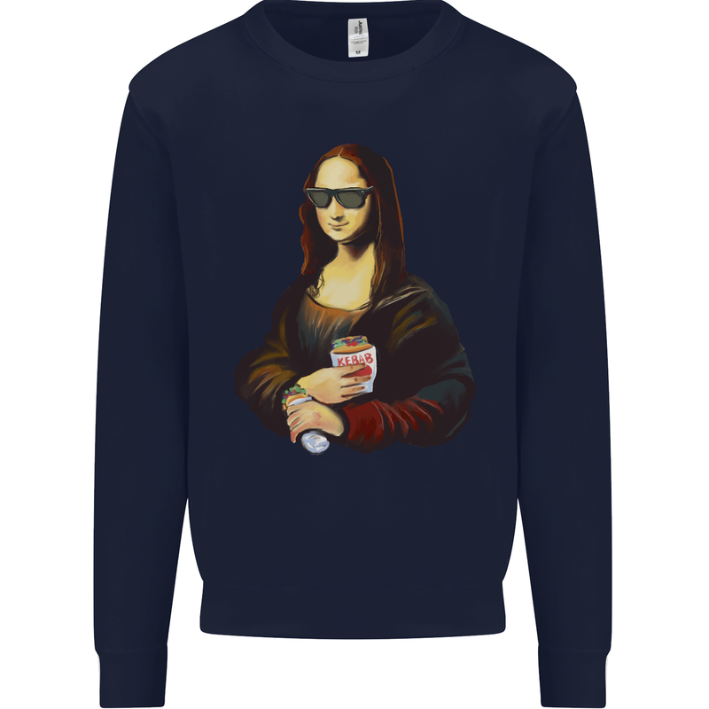 Kebab Mona Lisa Funny Food Mens Sweatshirt Jumper Navy Blue