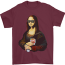 Kebab Mona Lisa Funny Food Mens T-Shirt 100% Cotton Maroon