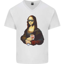 Kebab Mona Lisa Funny Food Mens V-Neck Cotton T-Shirt White