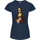 Kebab Mona Lisa Funny Food Womens Petite Cut T-Shirt Navy Blue