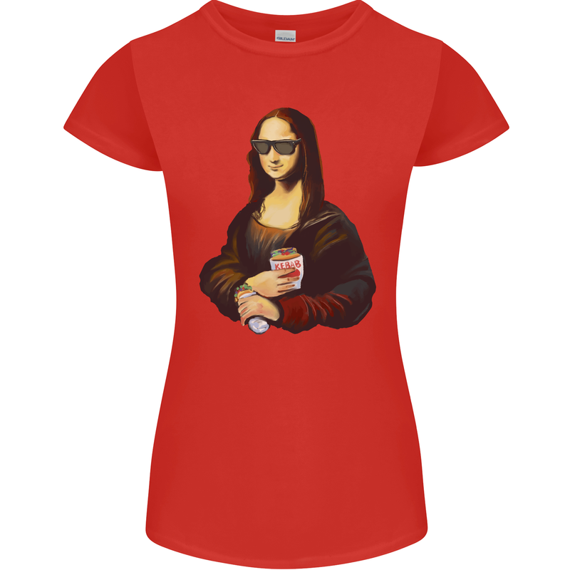Kebab Mona Lisa Funny Food Womens Petite Cut T-Shirt Red
