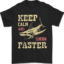 Keep Calm Funny Scuba Diving Shark Diver Swim Mens T-Shirt 100% Cotton Black