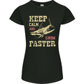 Keep Calm Funny Scuba Diving Shark Diver Swim Womens Petite Cut T-Shirt Black
