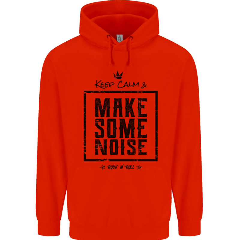 Keep Calm & Make Some Noise Rock n Roll Childrens Kids Hoodie Bright Red