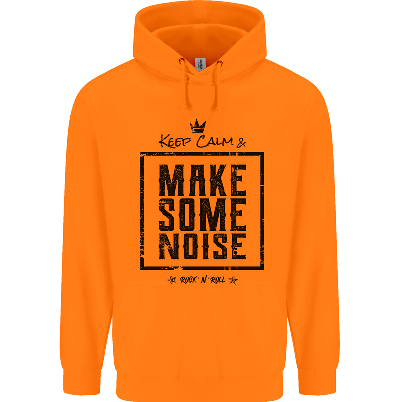 Keep Calm & Make Some Noise Rock n Roll Childrens Kids Hoodie Orange