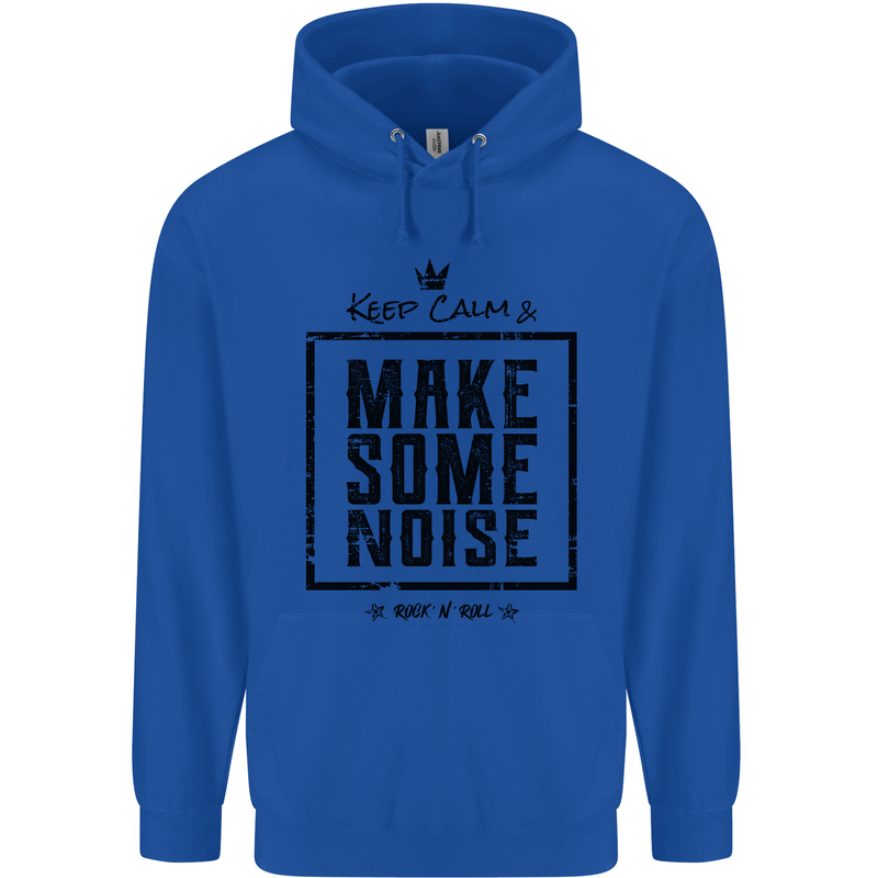 Keep Calm & Make Some Noise Rock n Roll Childrens Kids Hoodie Royal Blue