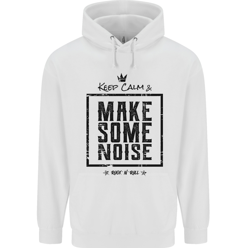 Keep Calm & Make Some Noise Rock n Roll Childrens Kids Hoodie White