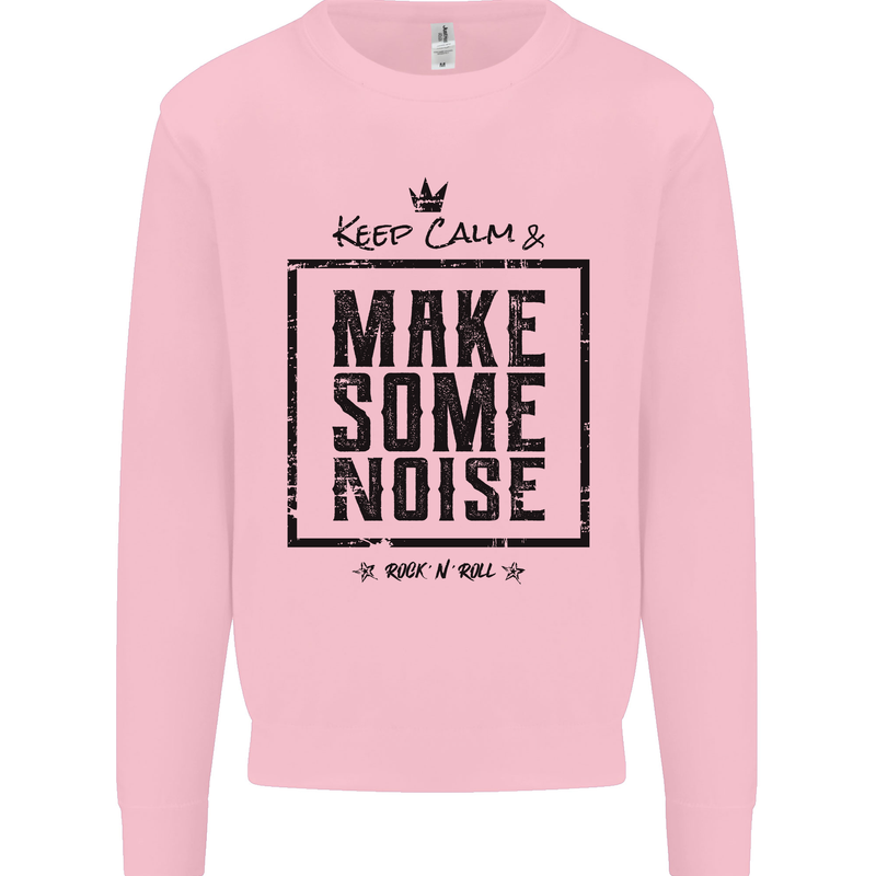 Keep Calm & Make Some Noise Rock n Roll Kids Sweatshirt Jumper Light Pink