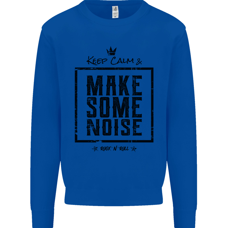 Keep Calm & Make Some Noise Rock n Roll Kids Sweatshirt Jumper Royal Blue