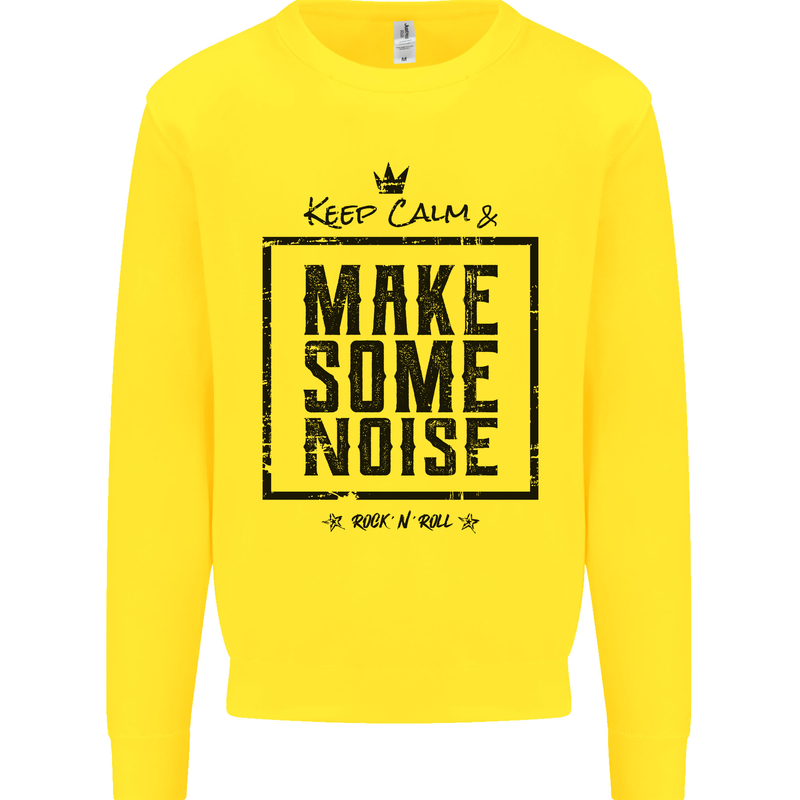 Keep Calm & Make Some Noise Rock n Roll Kids Sweatshirt Jumper Yellow