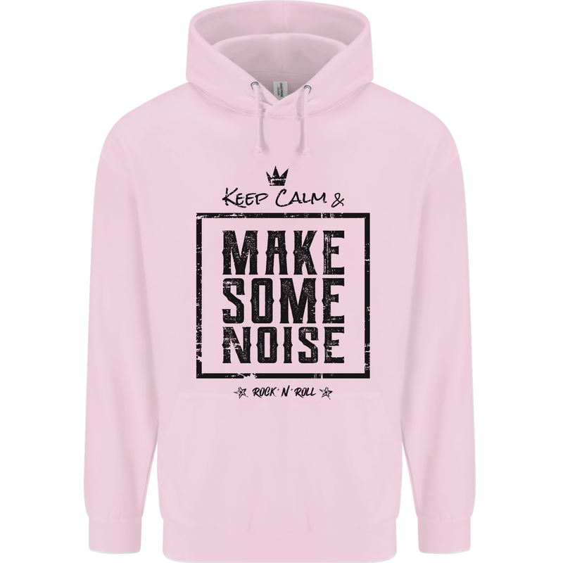 Keep Calm & Make Some Noise Rock n Roll Mens 80% Cotton Hoodie Light Pink