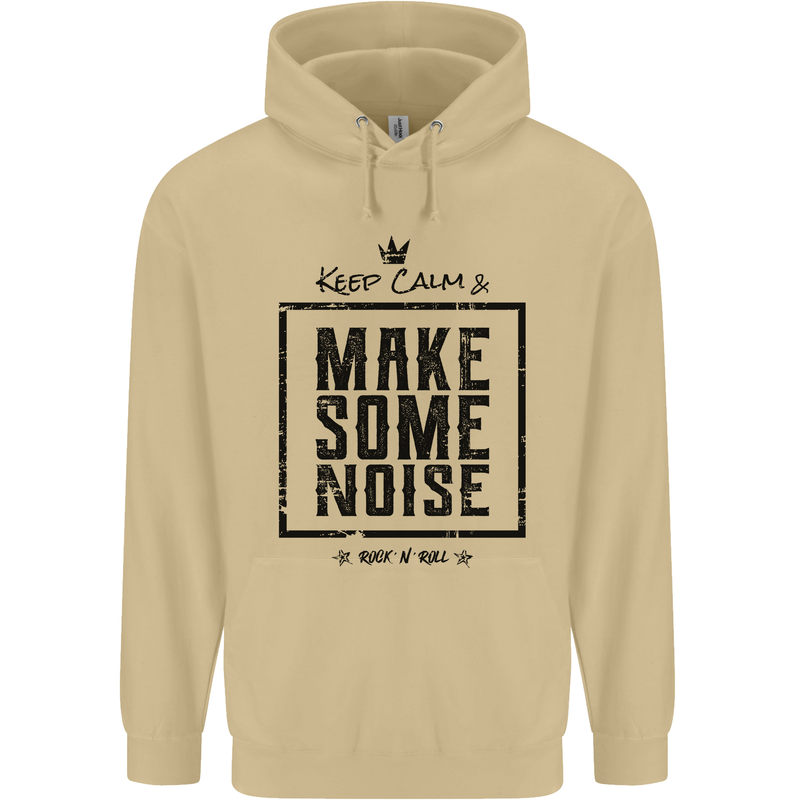 Keep Calm & Make Some Noise Rock n Roll Mens 80% Cotton Hoodie Sand