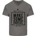 Keep Calm & Make Some Noise Rock n Roll Mens V-Neck Cotton T-Shirt Charcoal