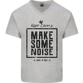 Keep Calm & Make Some Noise Rock n Roll Mens V-Neck Cotton T-Shirt Sports Grey