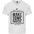 Keep Calm & Make Some Noise Rock n Roll Mens V-Neck Cotton T-Shirt White