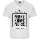 Keep Calm & Make Some Noise Rock n Roll Mens V-Neck Cotton T-Shirt White