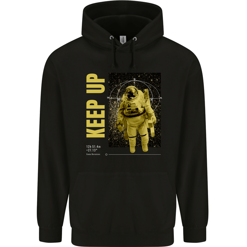 Keep Up Astronaut Spaceman Mens 80% Cotton Hoodie Black