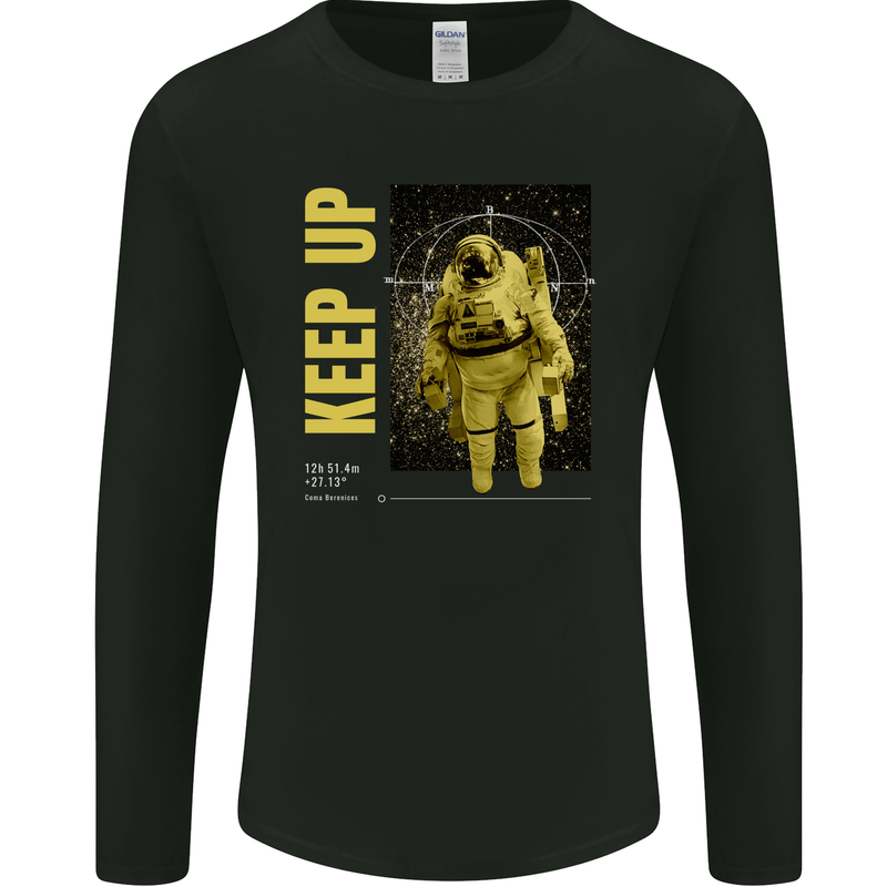 Keep Up Astronaut Spaceman Mens Long Sleeve T-Shirt Black