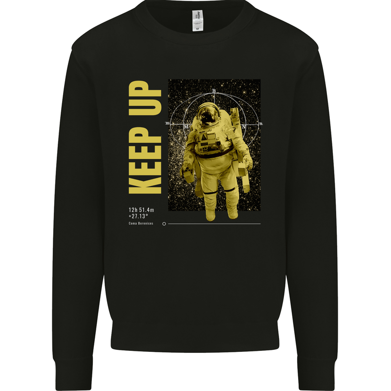 Keep Up Astronaut Spaceman Mens Sweatshirt Jumper Black