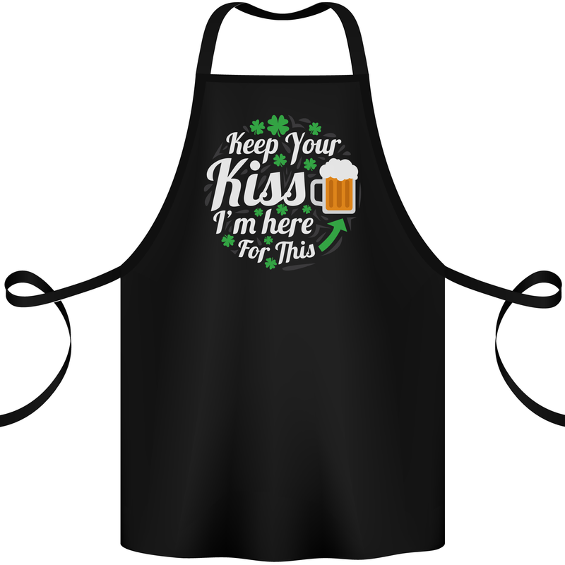 Keep Your Kiss Funny St Patricks Day Beer Cotton Apron 100% Organic Black