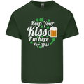 Keep Your Kiss Funny St Patricks Day Beer Mens Cotton T-Shirt Tee Top Forest Green