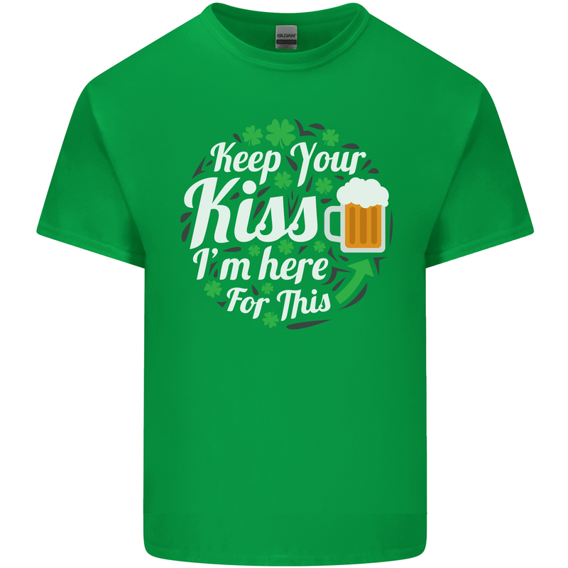 Keep Your Kiss Funny St Patricks Day Beer Mens Cotton T-Shirt Tee Top Irish Green