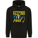 Keeping it Reel Funny Fishing Fisherman Childrens Kids Hoodie Black